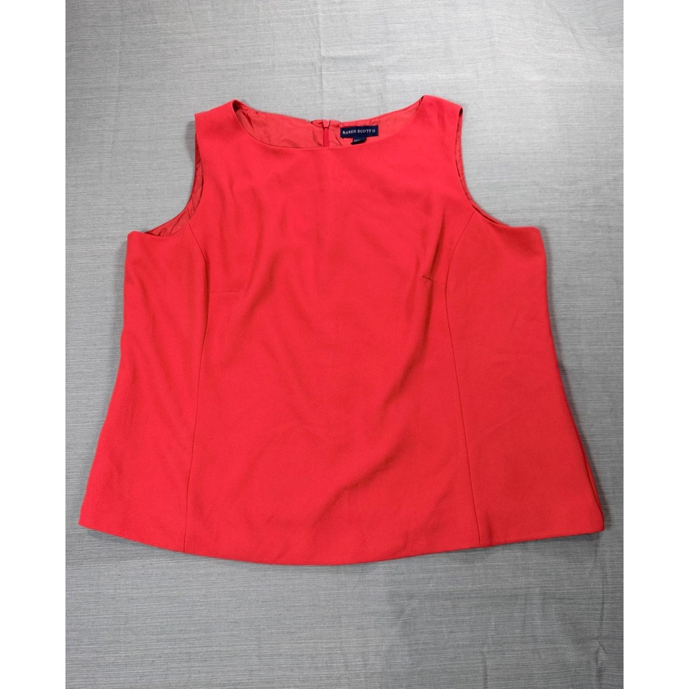 Karen Scott II Red Sleeveless Blouse‎ Plus Size 22W Lined Crepe Tank Top